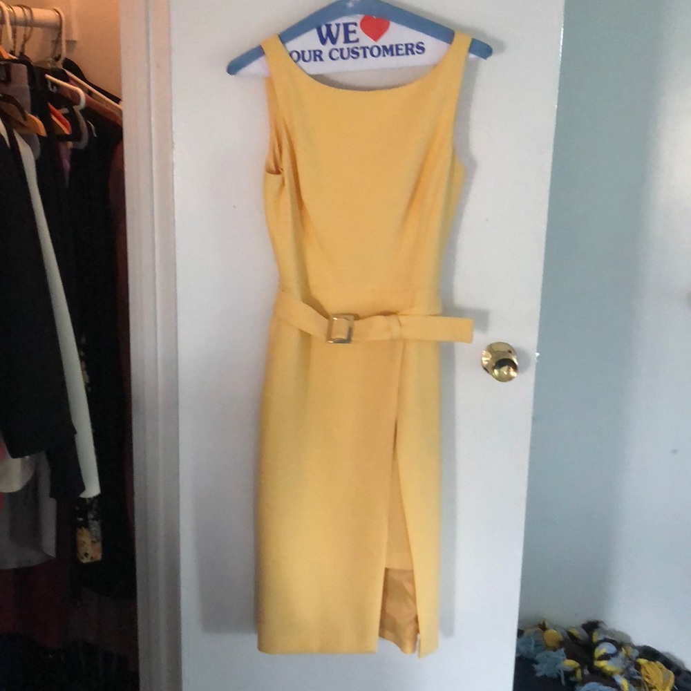 Striking banana yellow, below the knee dress